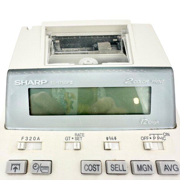 Sharp EL-1750PIII 12-Digit 2-Color Printing Calculator AC Adapter Dual Power - Picture 2 of 12